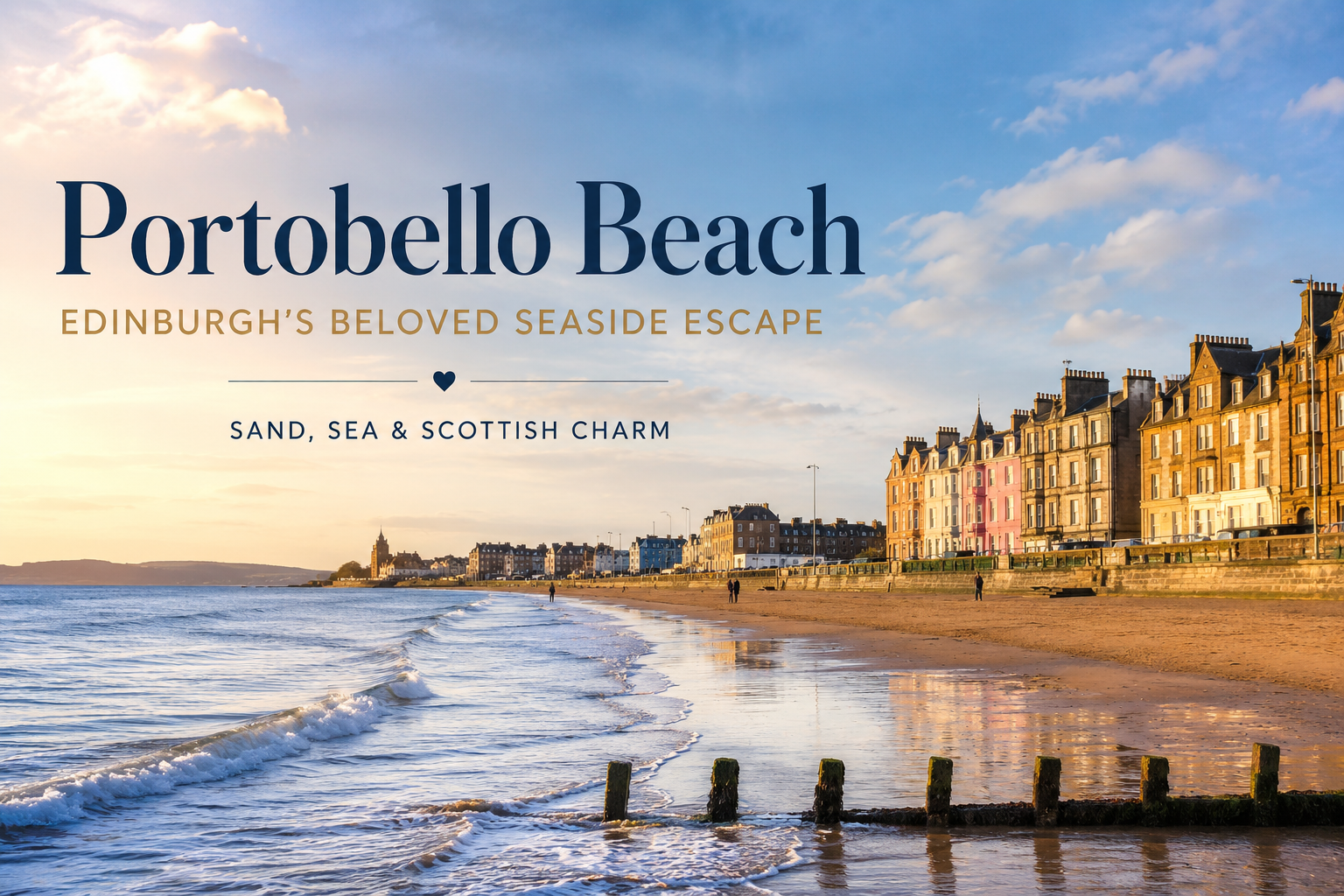 Feature image of Portobello Beach Edinburgh peaceful coastal walk experience with sunset sea view